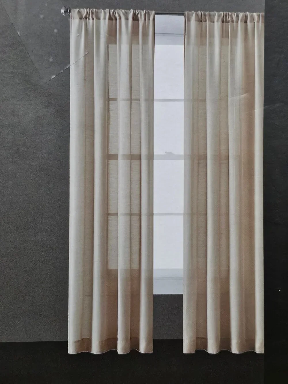 Home Expressions Remy Solid Rod Pocket Sheer Single Curtain Panel New 40